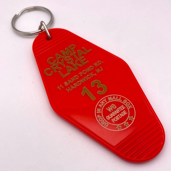 CAMP CRYSTAL LAKE | Motel-Style Key Fob | Bag Charm | Keychain (Brand New!) ❤️ - Picture 1 of 5
